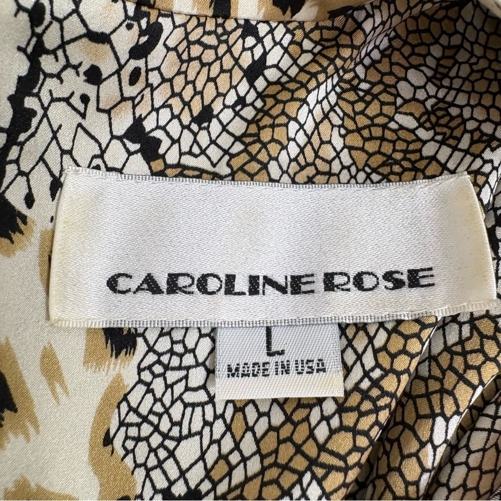 CAROLINE ROSE Vintage 100% Silk Long Tunic Blouse Top Shirt Leopard Snakeskin L - Picture 15 of 17